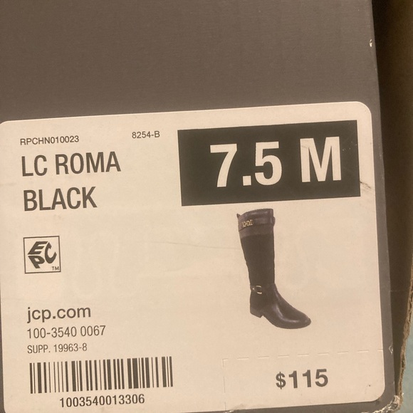 New with tags. Liz Claiborne boots. 7.5M. Black with gold accents. - Picture 8 of 11